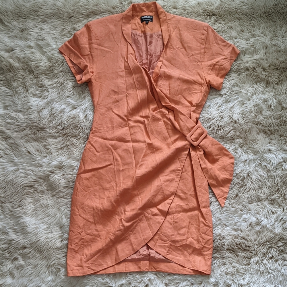 Vintage orange wrap dress - Picture 1 of 7